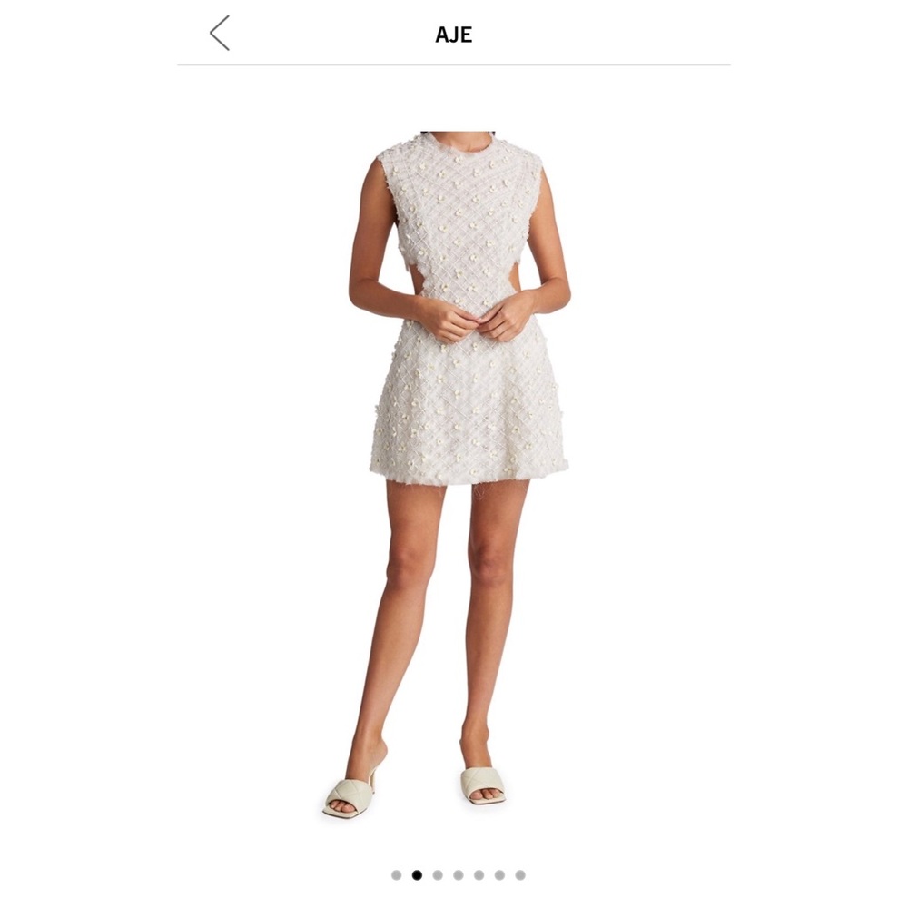 Aje White Scent Of Summer Bead & Floral-Embellished Mini-Dress, AU 4, US 0